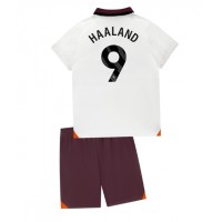 Fotbalové Dres Manchester City Erling Haaland #9 Dětské Venkovní 2023-24 Krátký Rukáv (+ trenýrky)